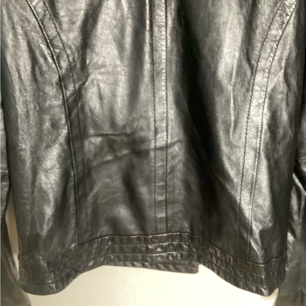Michael Kors Double-Breasted Black Genuine Leather Jacket S - Picture 10 of 16